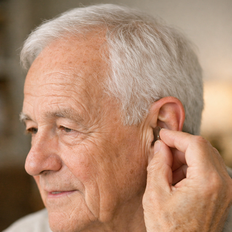 Médico en consulta, sentado frente a un paciente, sonriente y listo para hablar.